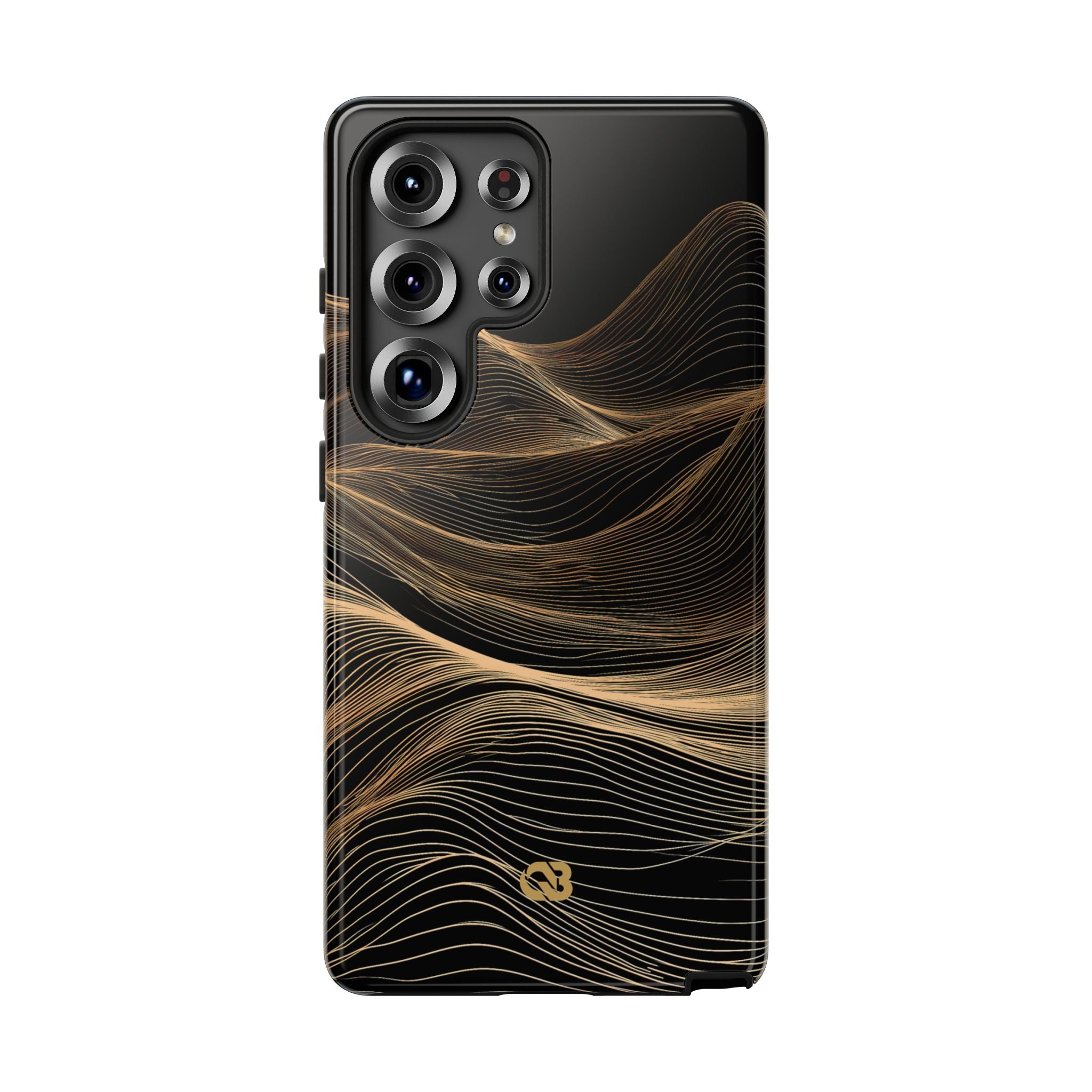 Black Tough Phone Case for Samsung - Copper Topo Ridge