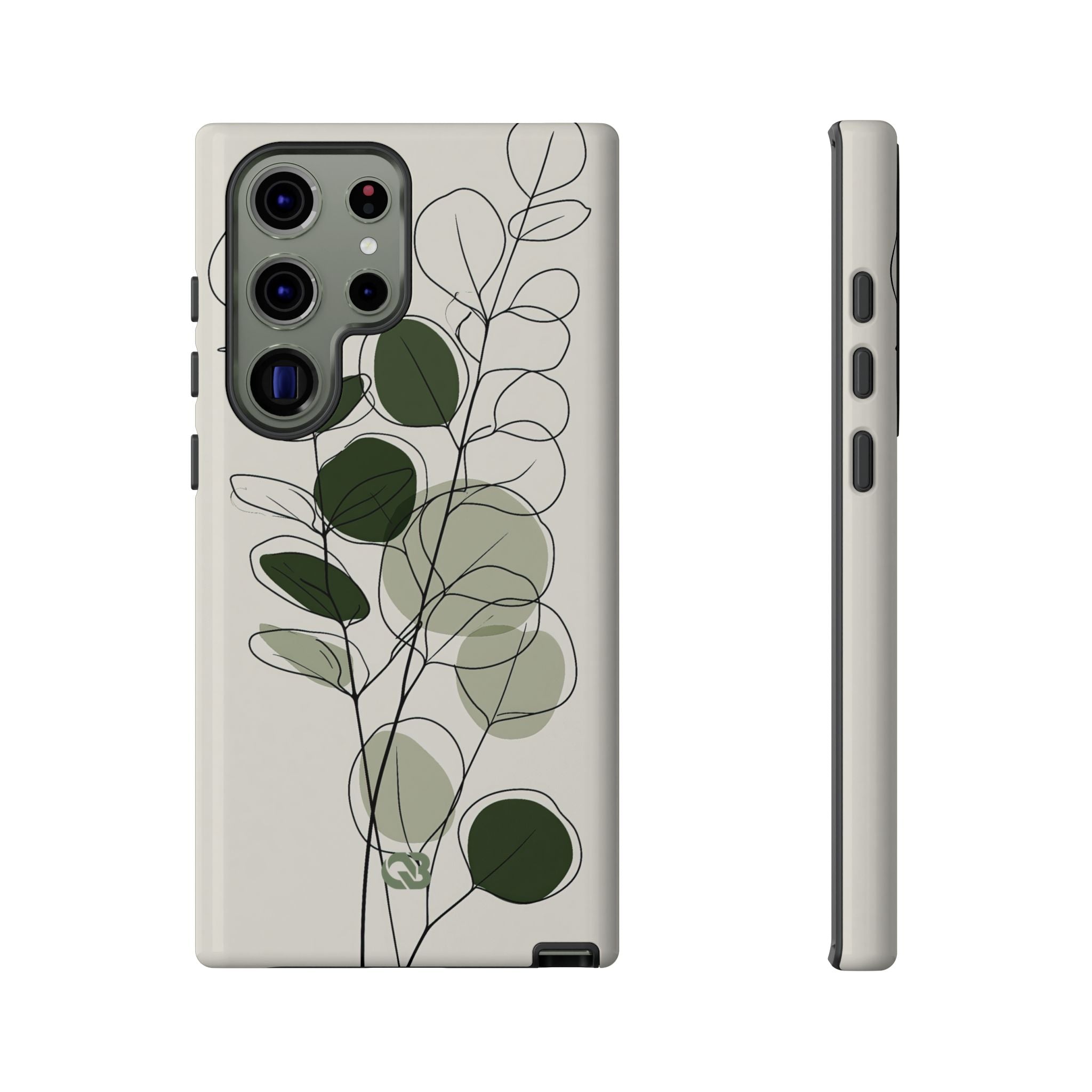 Green Tough Phone Case for Samsung - Muted Eucalyptus Sketch