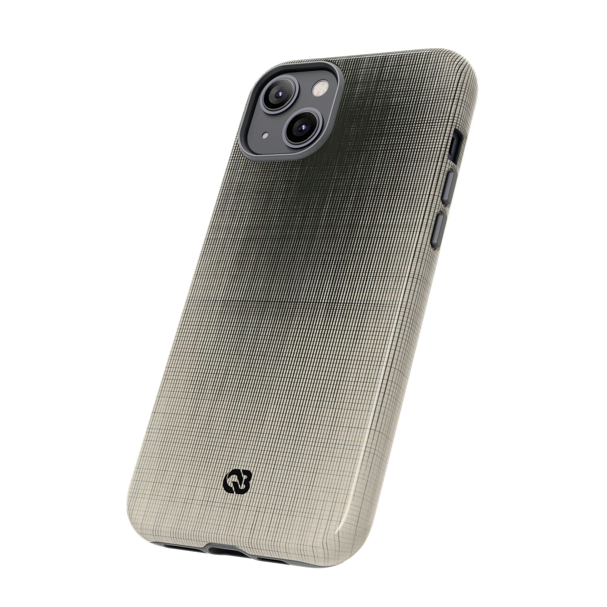 Beige Tough Phone Case for iPhone - Carbon Screen Grid