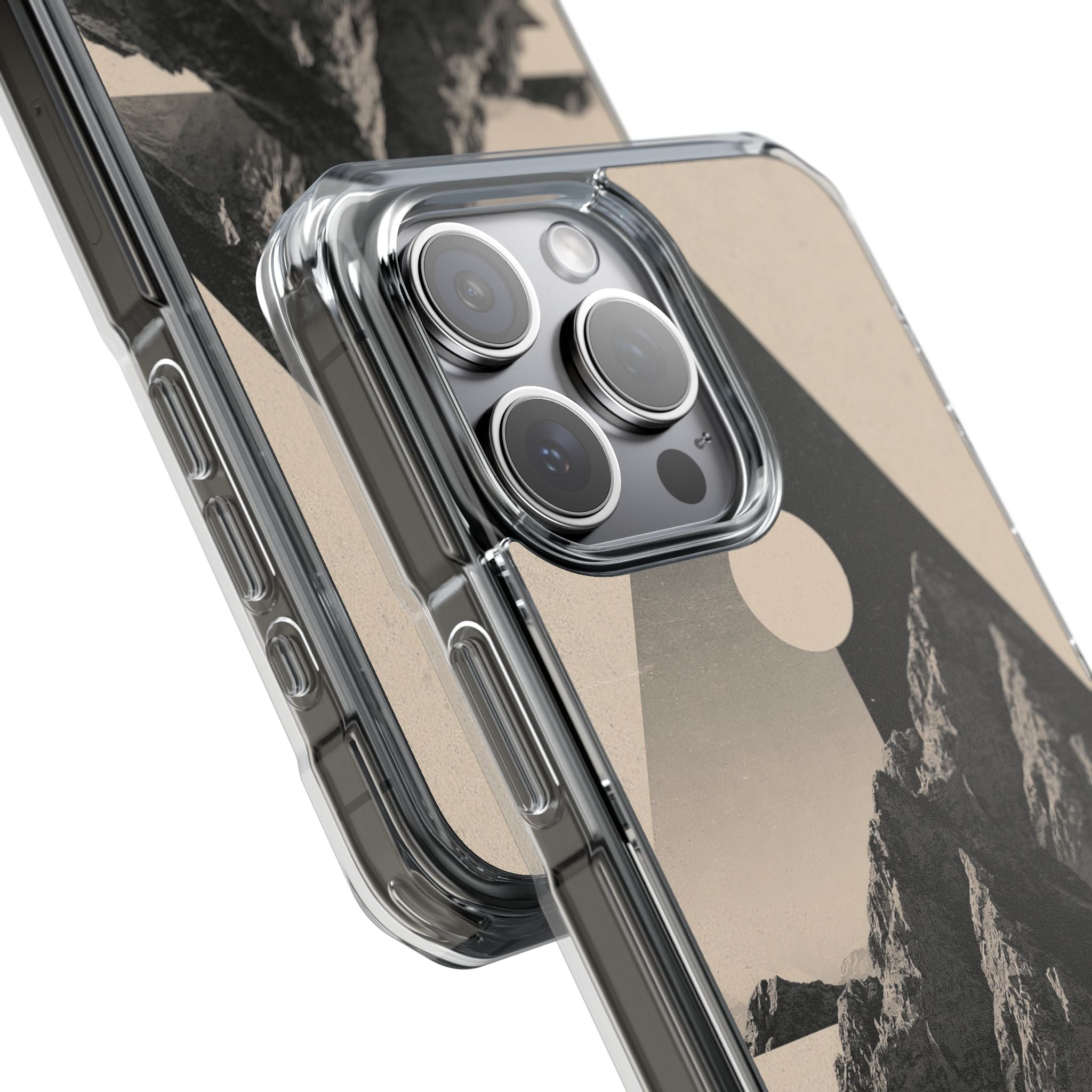 Beige Impact MagSafe Phone Case for iPhone - Obsidian Summit Parchment