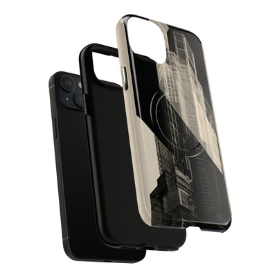 Beige Tough 2.0 Magsafe Phone Case for iPhone - Monolith Urban Grid