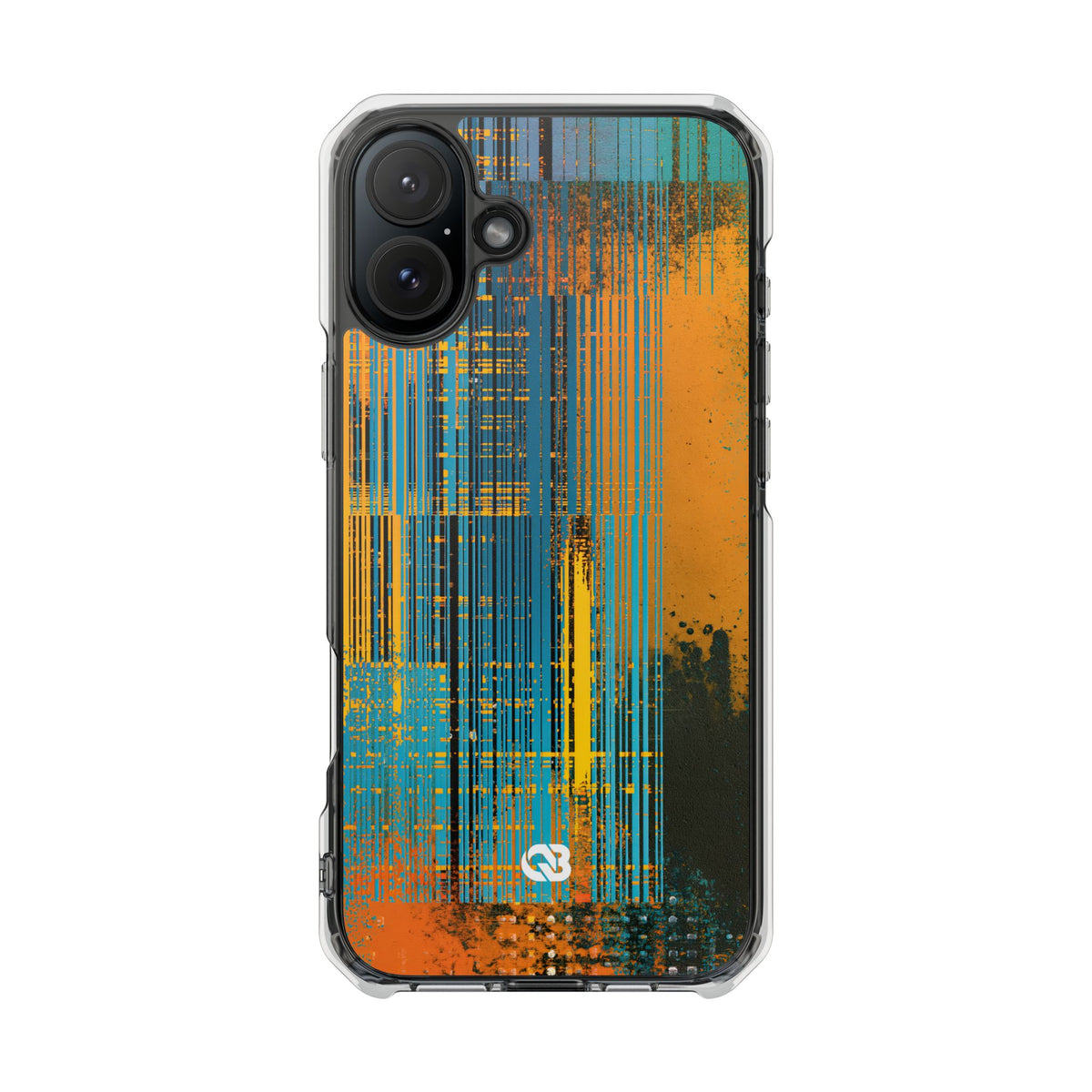 Cyber Glitch Stream · Clear Impact Magnetic Phone Case for iPhone · Teal