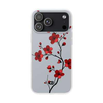 Grey Lite Phone Case for iPhone - Crimson Blossom Onyx