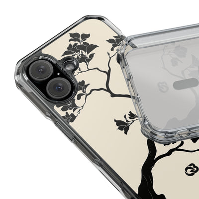 Beige Impact MagSafe Phone Case for iPhone - Obsidian Bonsai Silhouette