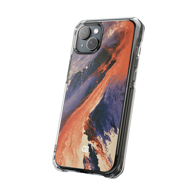 Solar Aura Drift · Clear Impact Magnetic Phone Case for iPhone · Orange