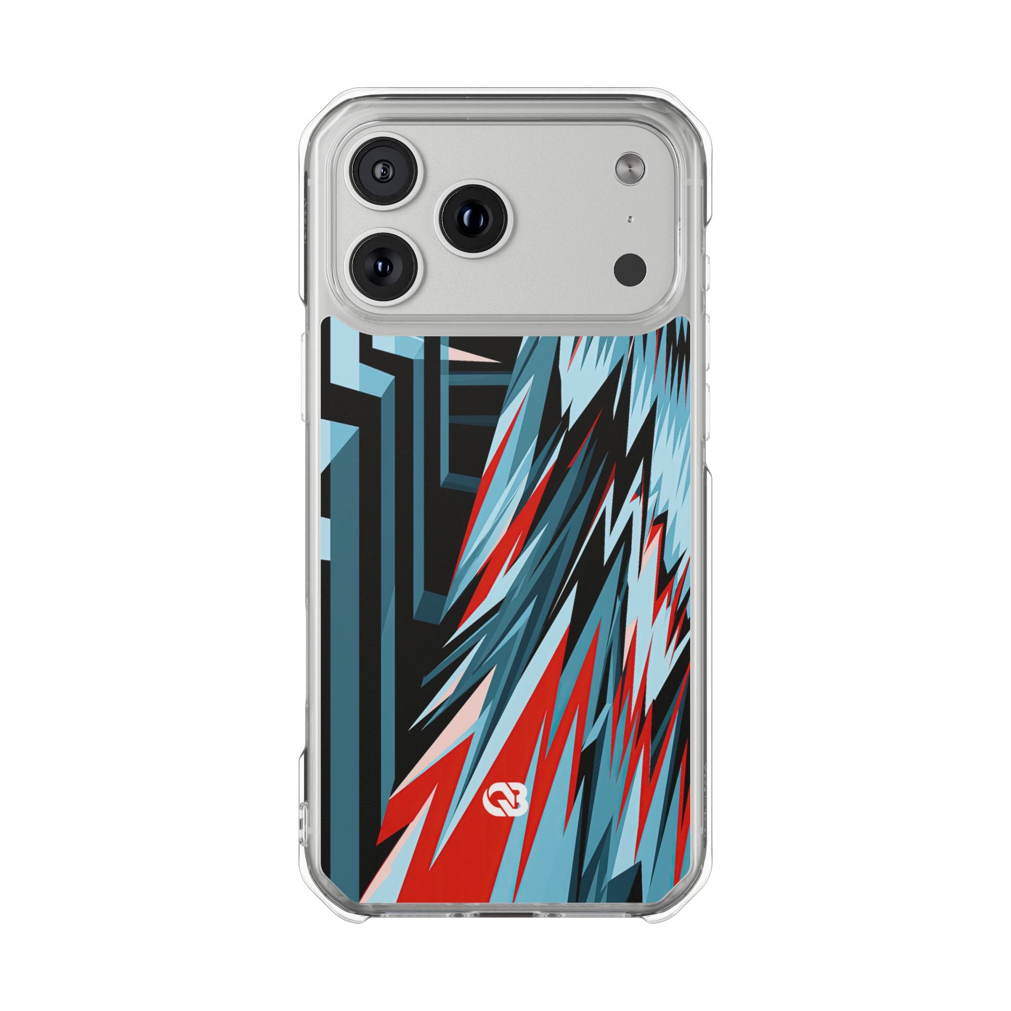 Blue Impact MagSafe Phone Case for iPhone - Glitch Peak Cyan