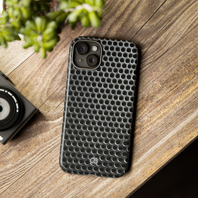 Silver Tough Phone Case for iPhone - Brutalist Steel Mesh