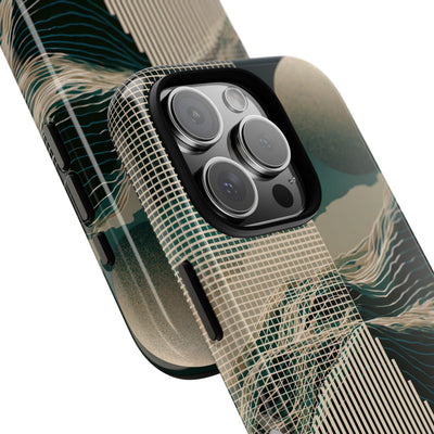 Green Tough Phone Case for iPhone - Lunar Moss Topography