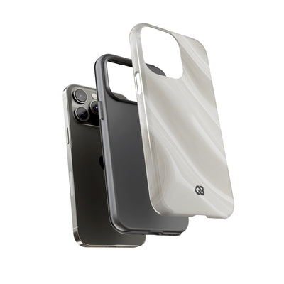 White Tough Phone Case for iPhone - Polished Ivory Wave