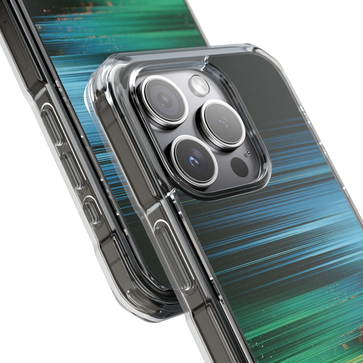 Digital Shoreline Drift · Clear Impact Magnetic Phone Case for iPhone ·  Teal