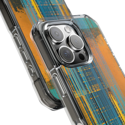 Cyber Glitch Stream · Clear Impact Magnetic Phone Case for iPhone · Teal
