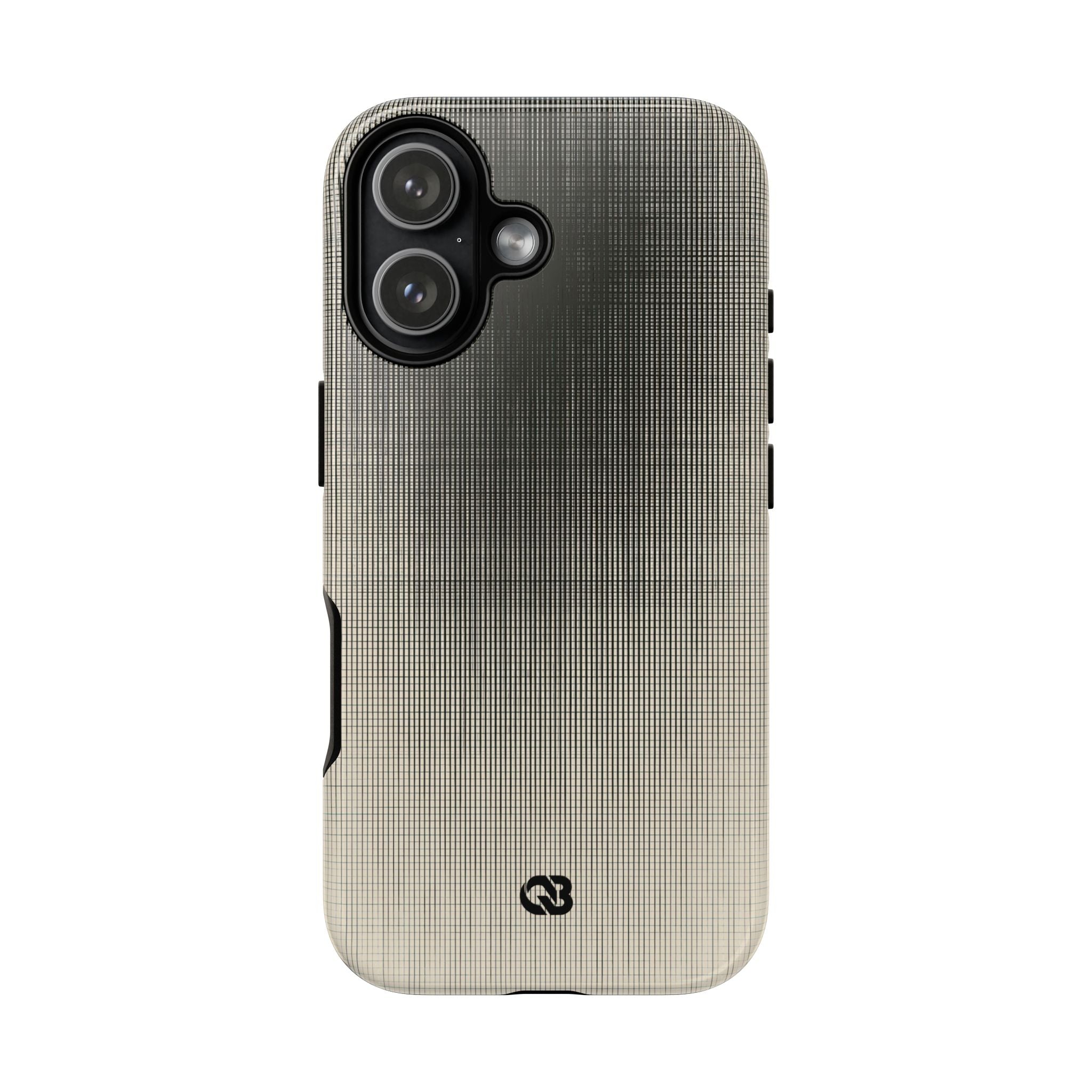 Beige Tough Phone Case for iPhone - Carbon Screen Grid