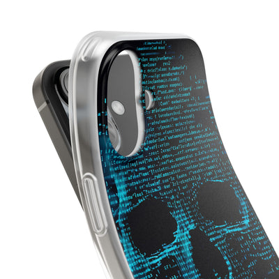 Cyan Glitch Skull · Soft Phone Case for iPhone