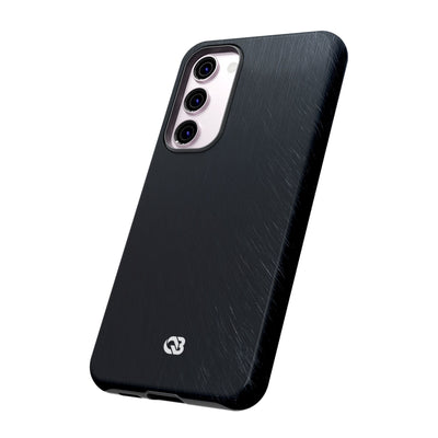 Black Tough Phone Case for Samsung - Midnight Brushed Grain