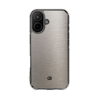 Grey Impact MagSafe Phone Case for iPhone - Brushed Nickel Linen