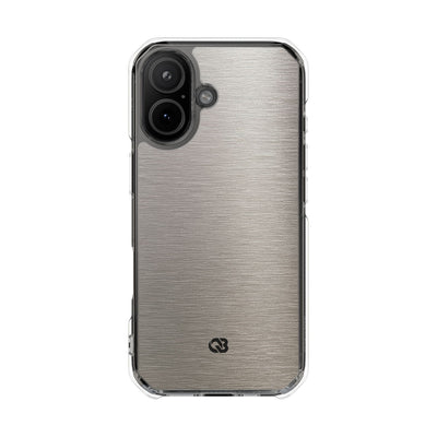 Grey Impact MagSafe Phone Case for iPhone - Brushed Nickel Linen