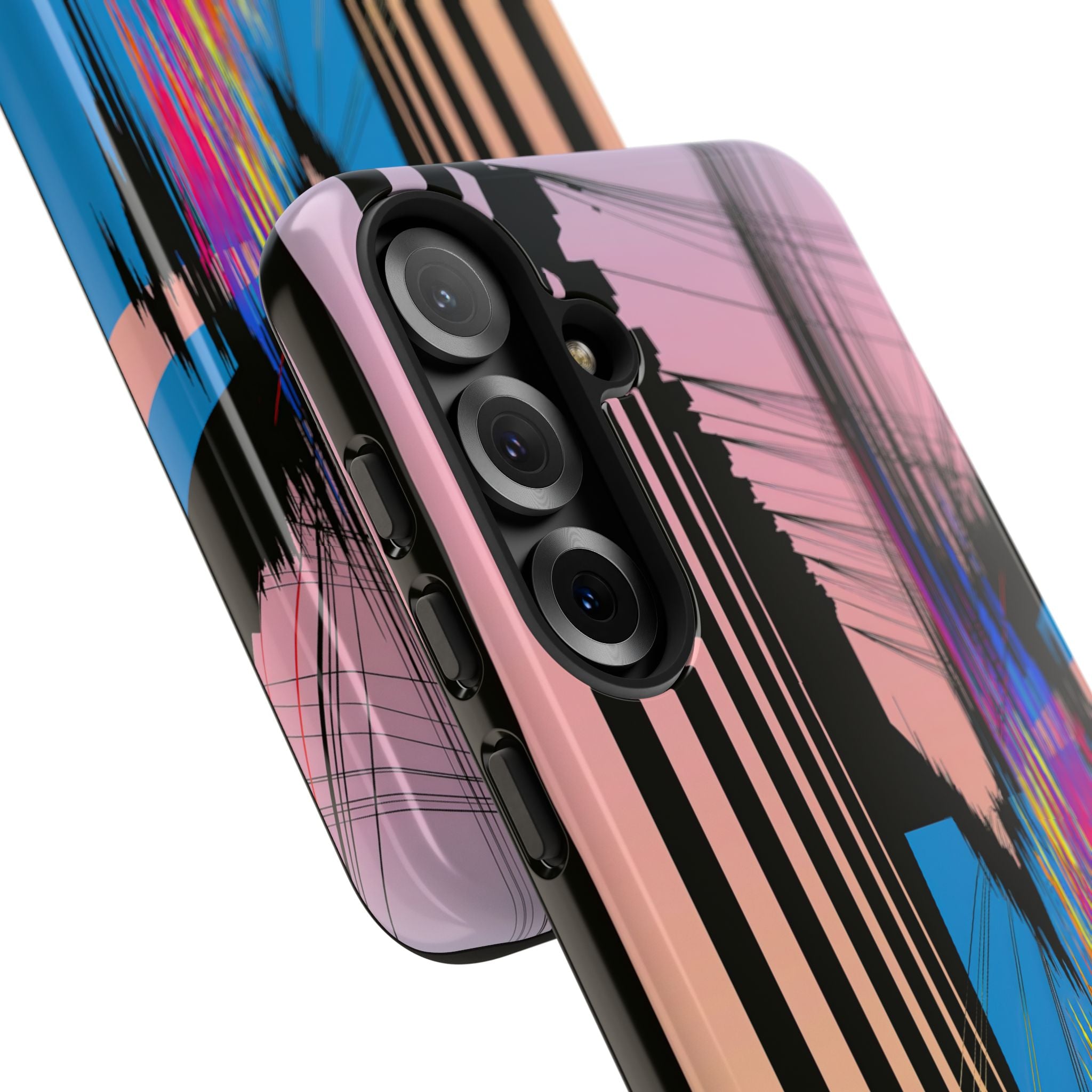 Blue Tough Phone Case for Samsung - Fractured Data Skyline