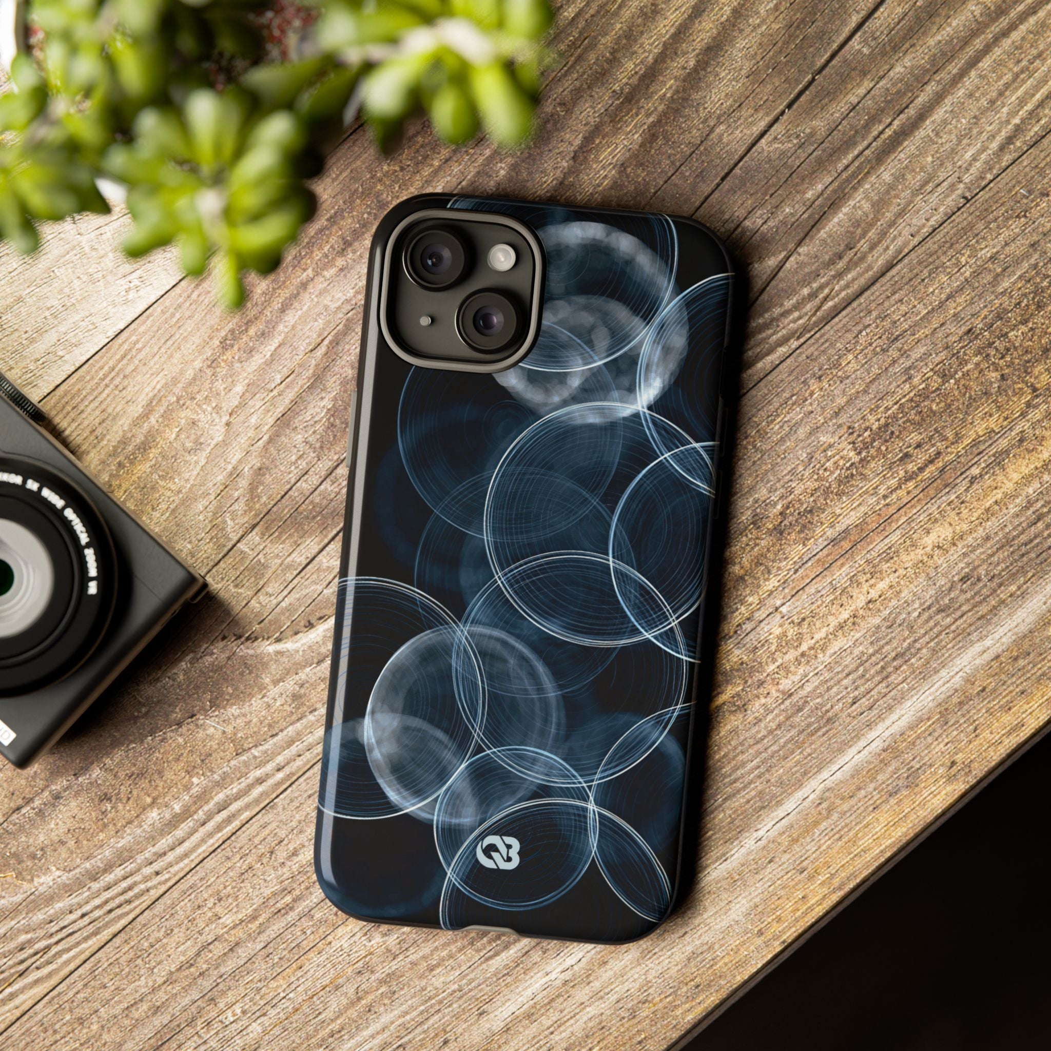 Blue Tough Phone Case for iPhone - Cyan Pulse Ripple