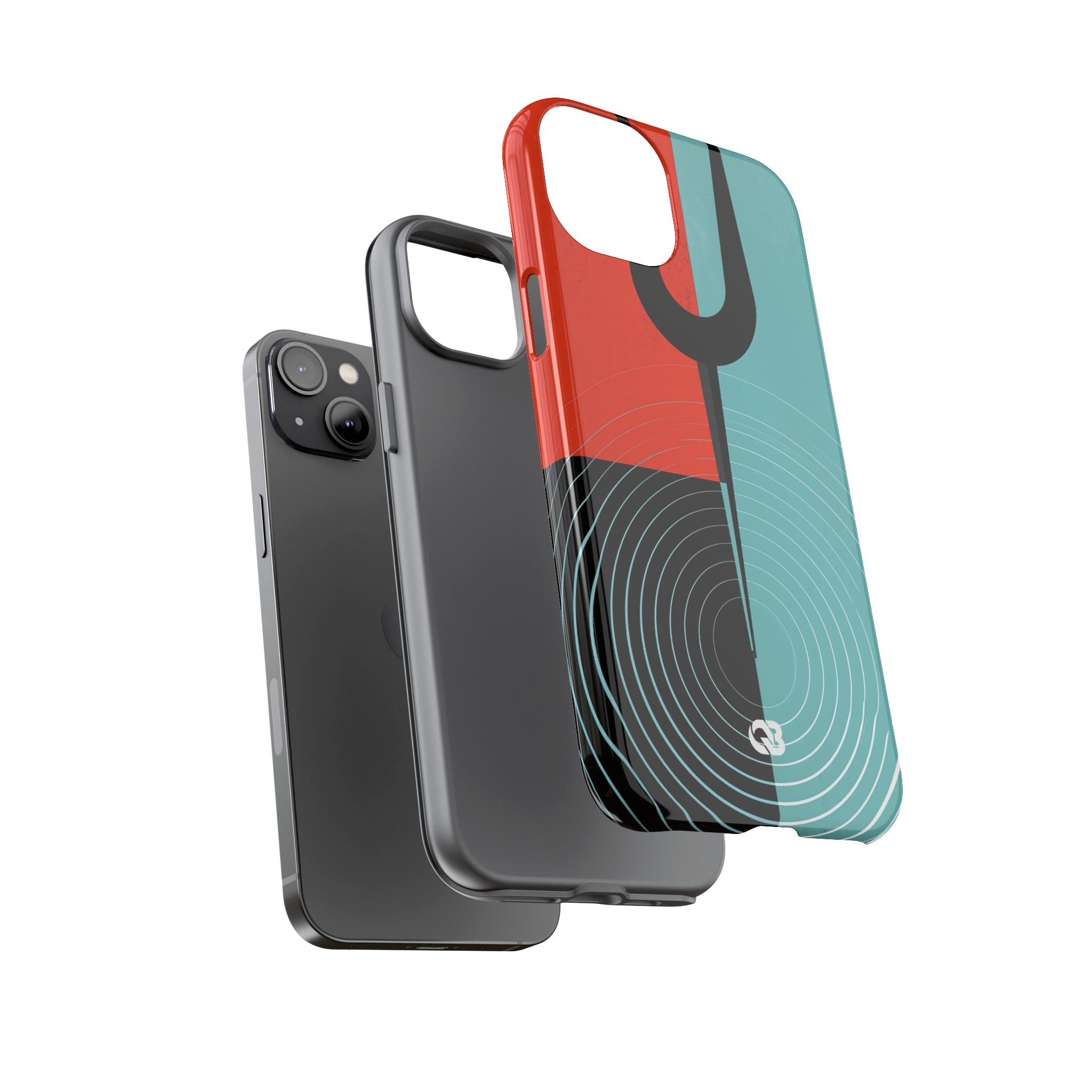 Teal Tough Phone Case for iPhone - Sonic Static Split