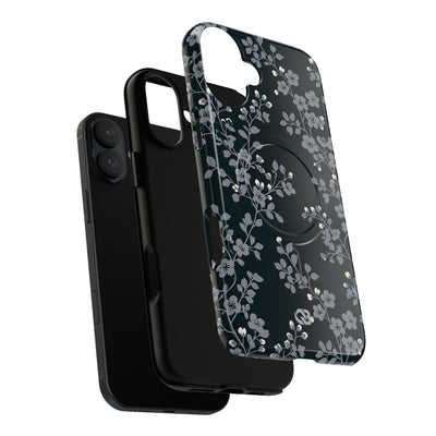 Black Tough 2.0 Magsafe Phone Case for iPhone - Midnight Slate Blossom
