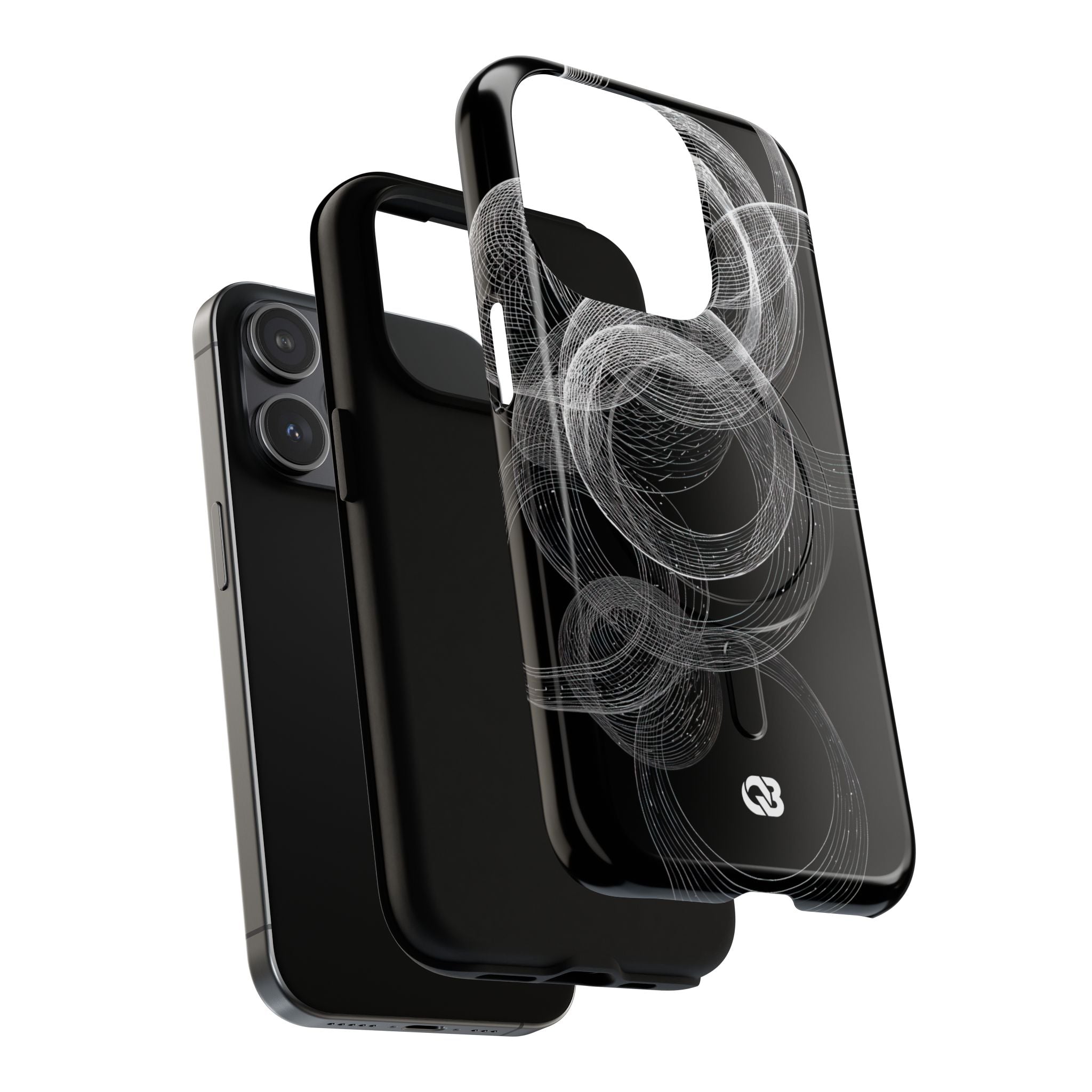 Black Tough 2.0 Magsafe Phone Case for iPhone - Kinetic Wireframe Orbit