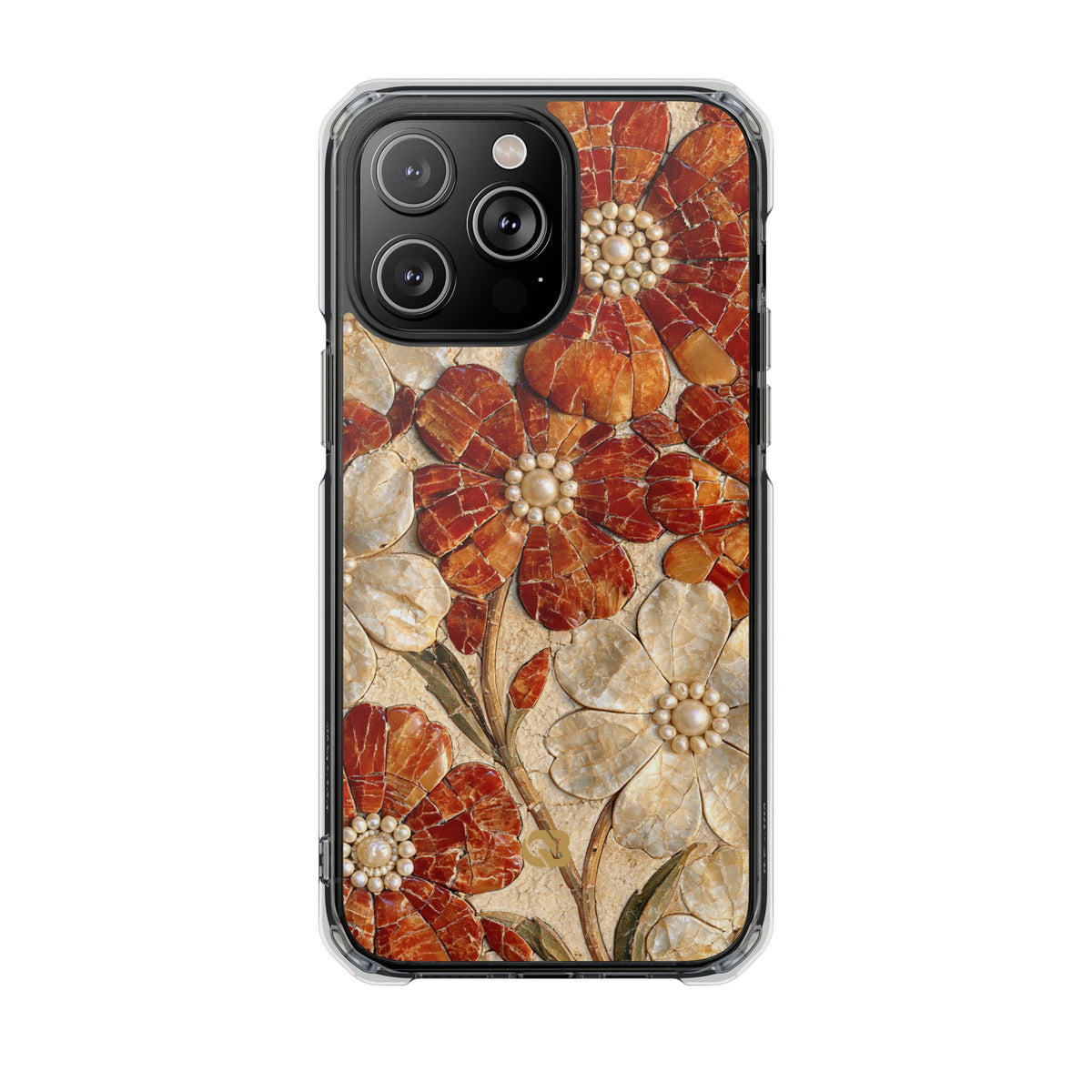 Carnelian Pearl Bloom · Clear Impact Magnetic Phone Case for iPhone · Orange