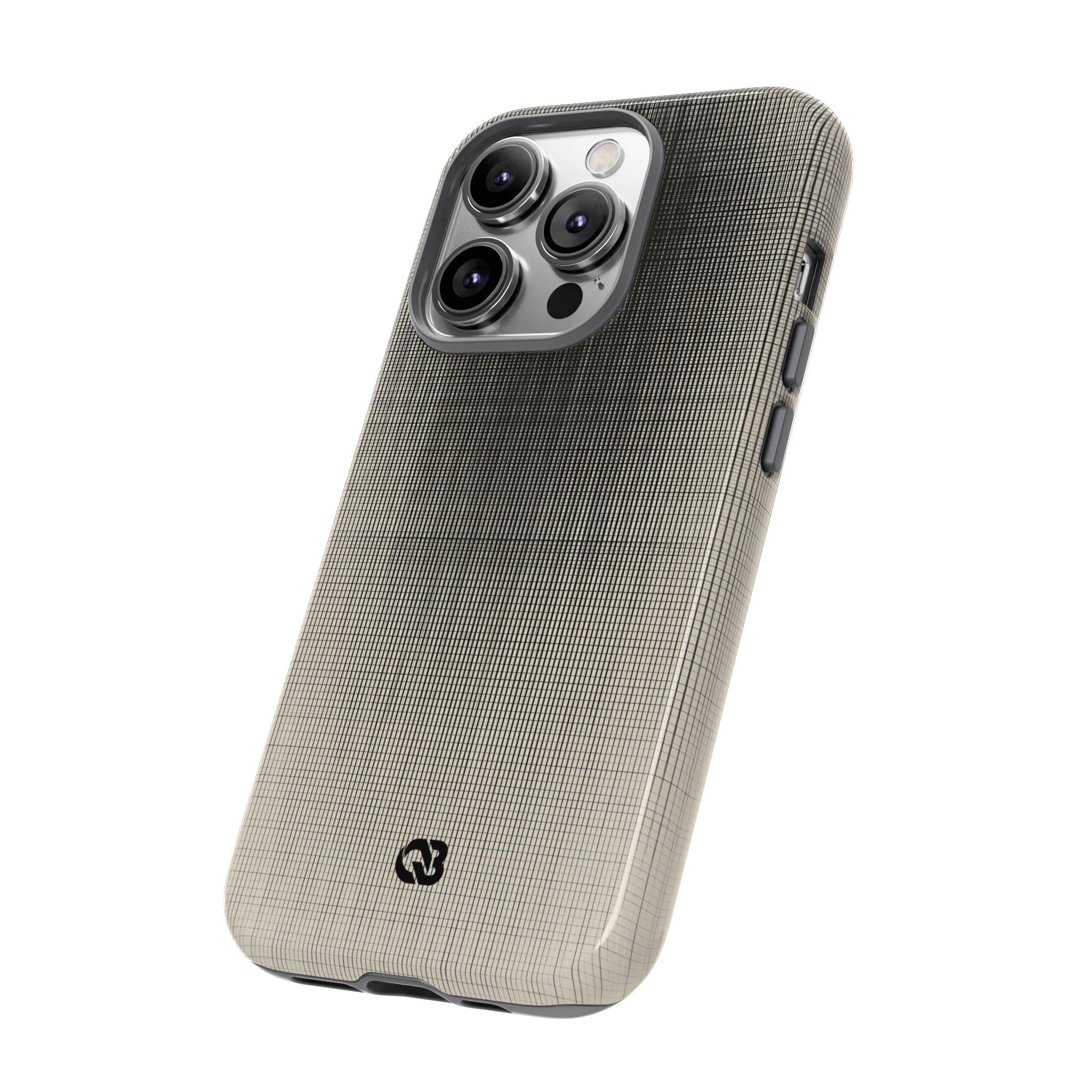 Beige Tough Phone Case for iPhone - Carbon Screen Grid