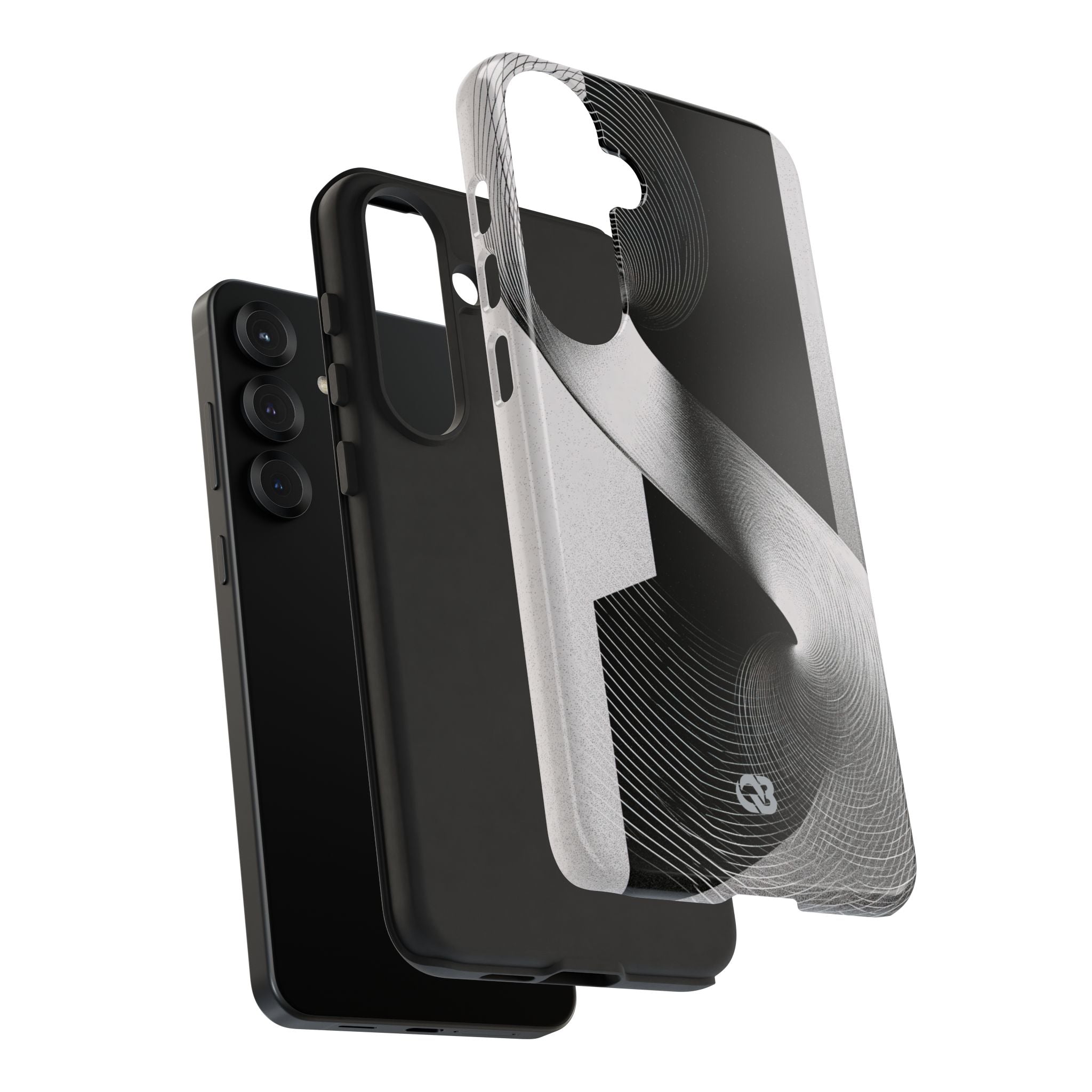 Grey Tough Phone Case for Samsung - Obsidian Moiré Wave