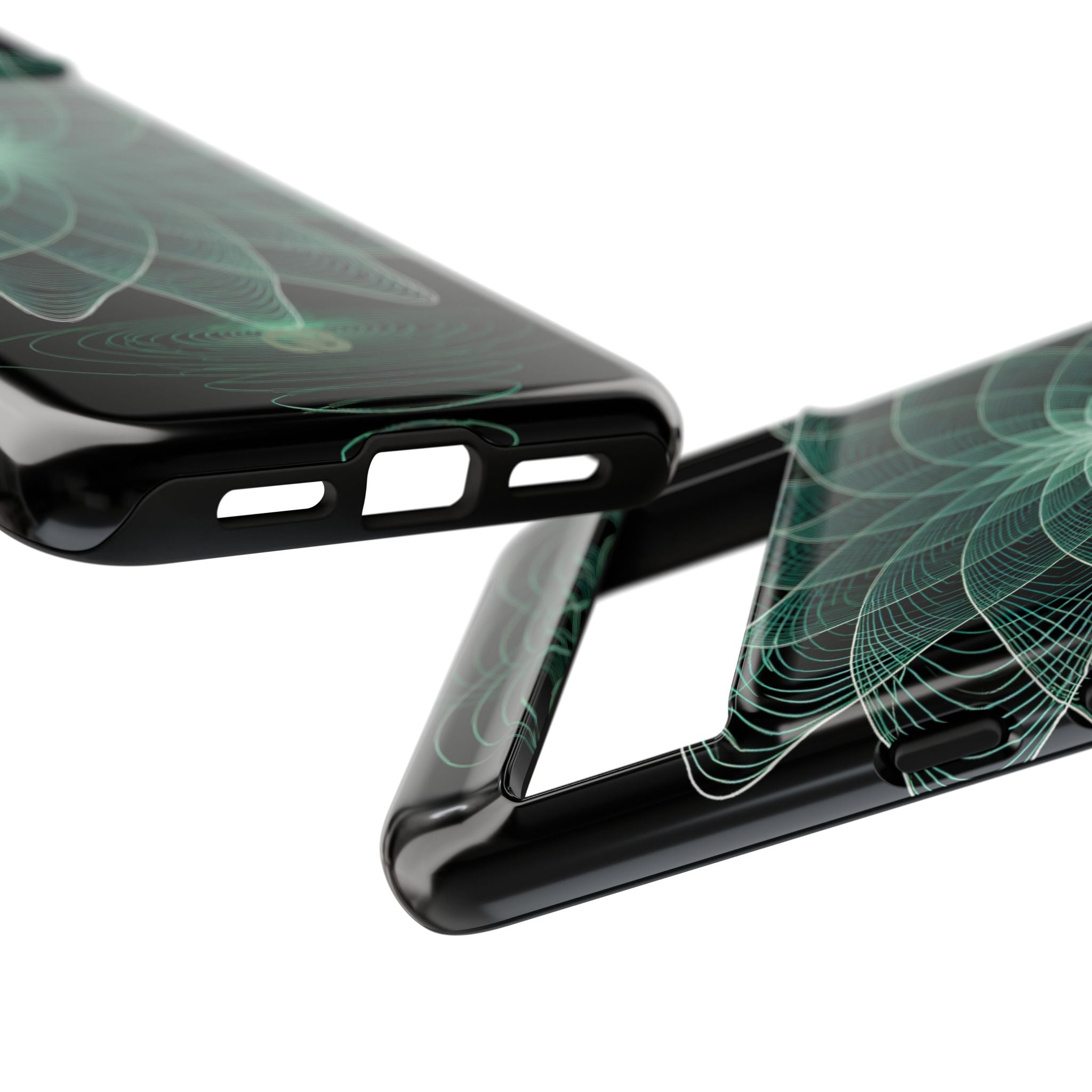 Green Tough Phone Case for Google Pixel - Cyan Signal Bloom