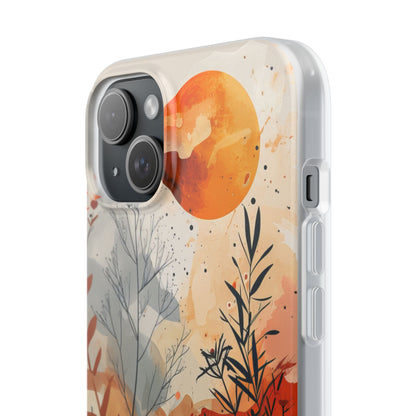 Orange Solstice iPhone 15 Plus Cover - Blød