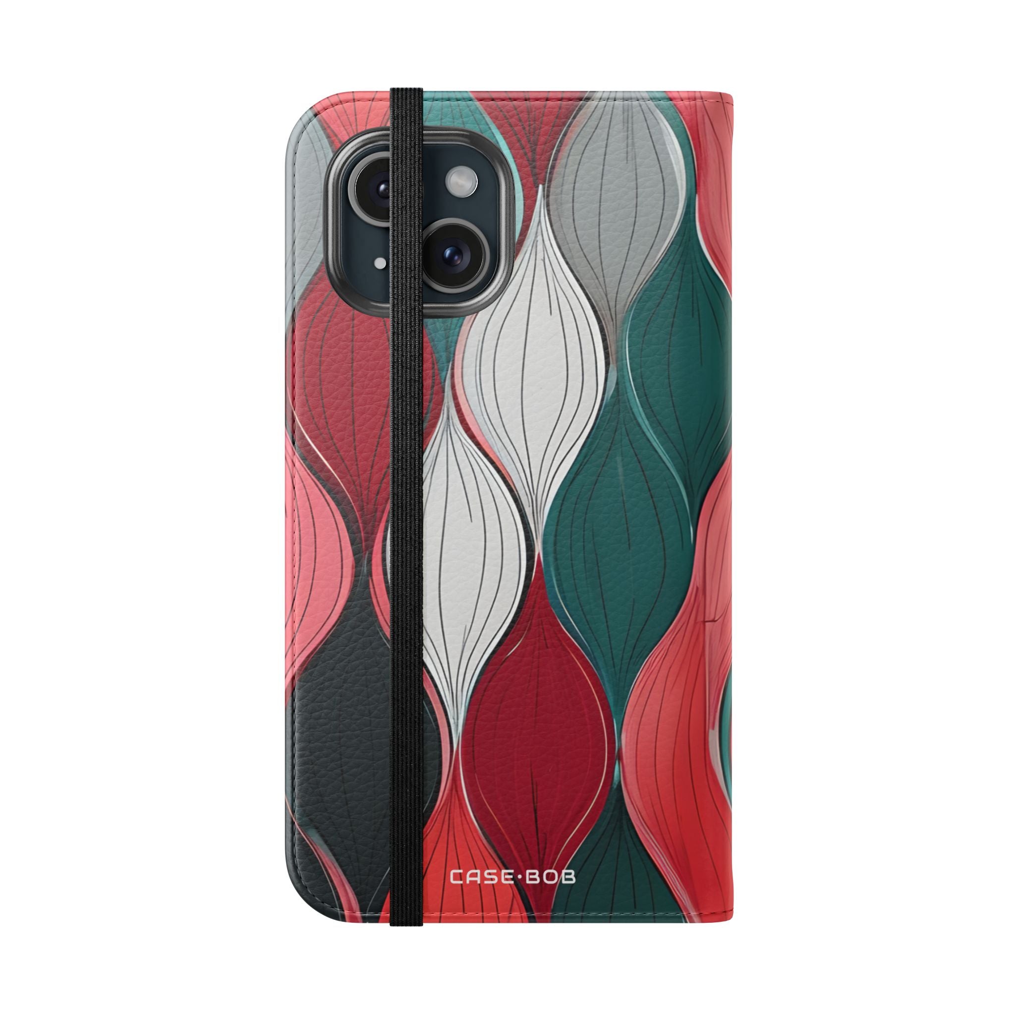 Blad Spiraal Roze - iPhone 15 Case - Portemonnee