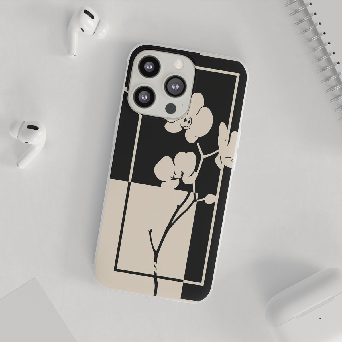 Geometric Orchid Bloom · Lite Phone Case for iPhone ·  Black