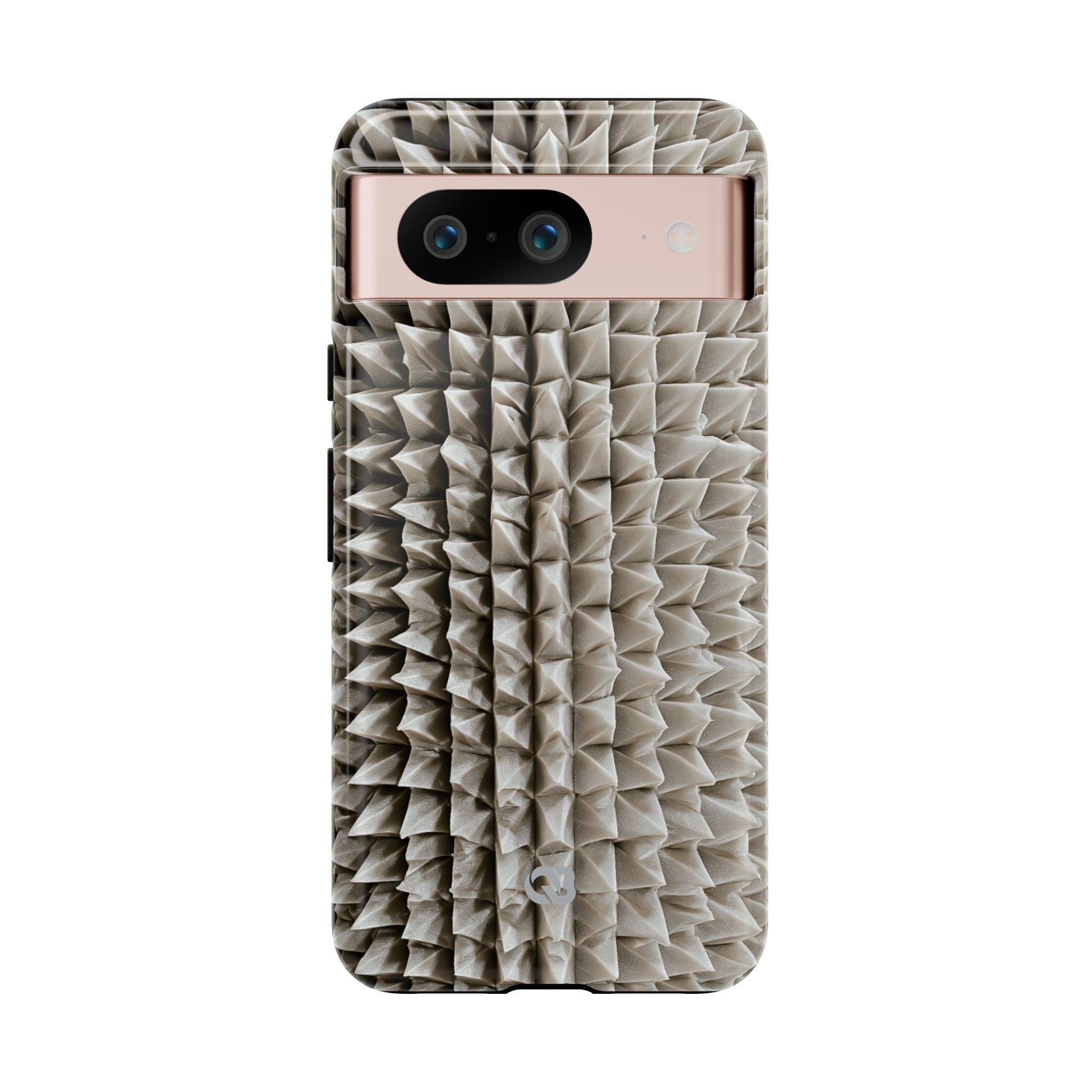 Beige Tough Phone Case for Google Pixel - Bone Spiked Grid