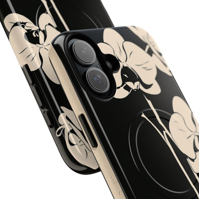 Black Tough 2.0 Magsafe Phone Case for iPhone - Obsidian Bone Orchid