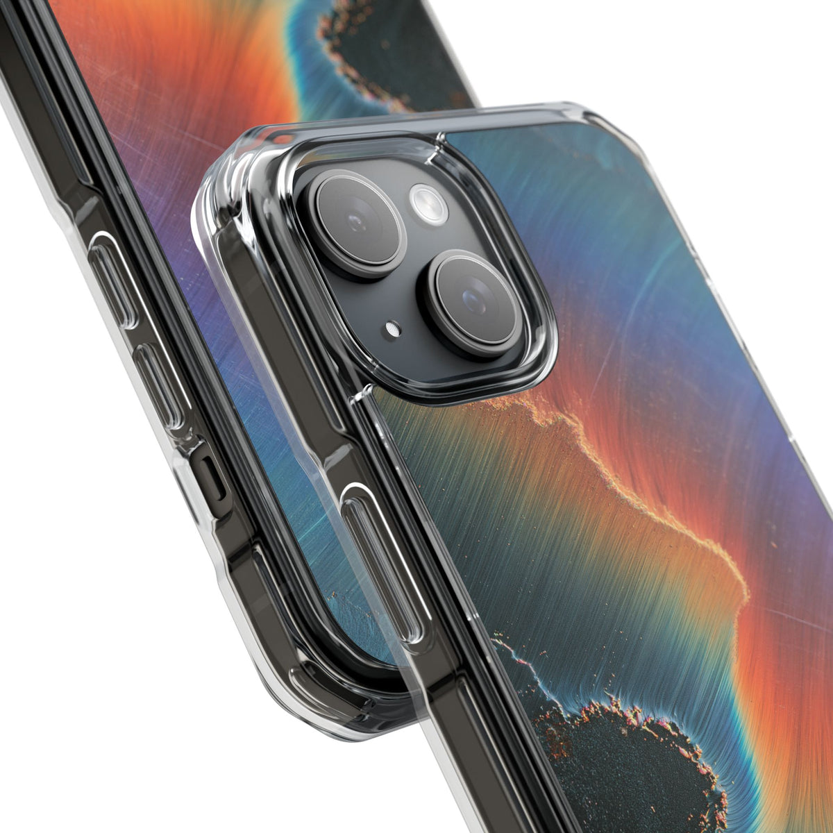 Prismatic Aura Shift · Clear Impact Magnetic Phone Case for iPhone · Blue
