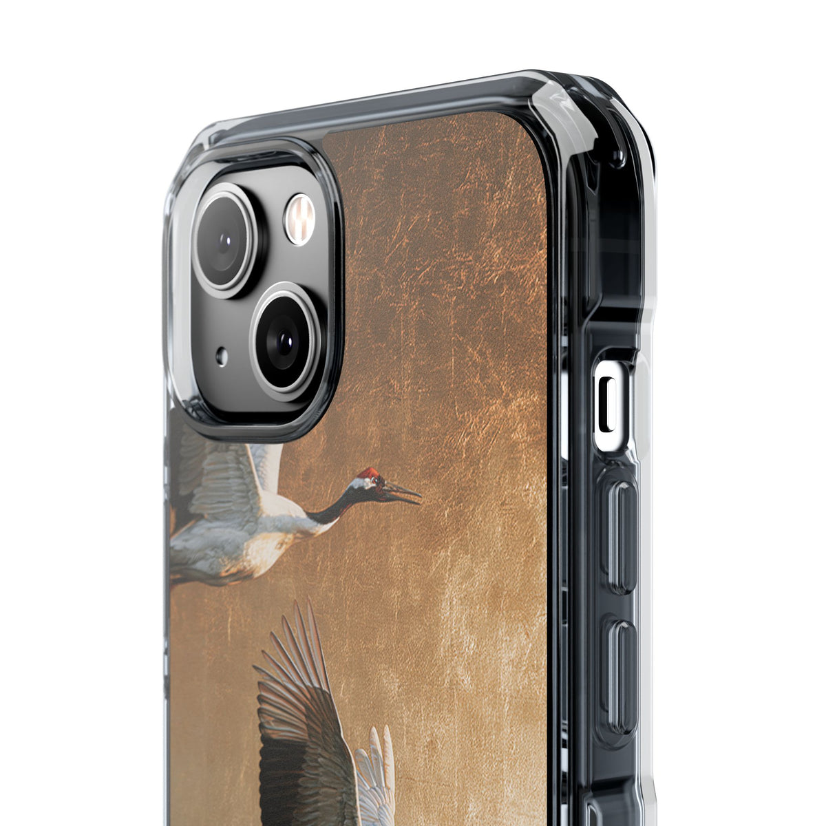 Golden Crane Flight · Clear Impact Magnetic Phone Case for iPhone · Gold
