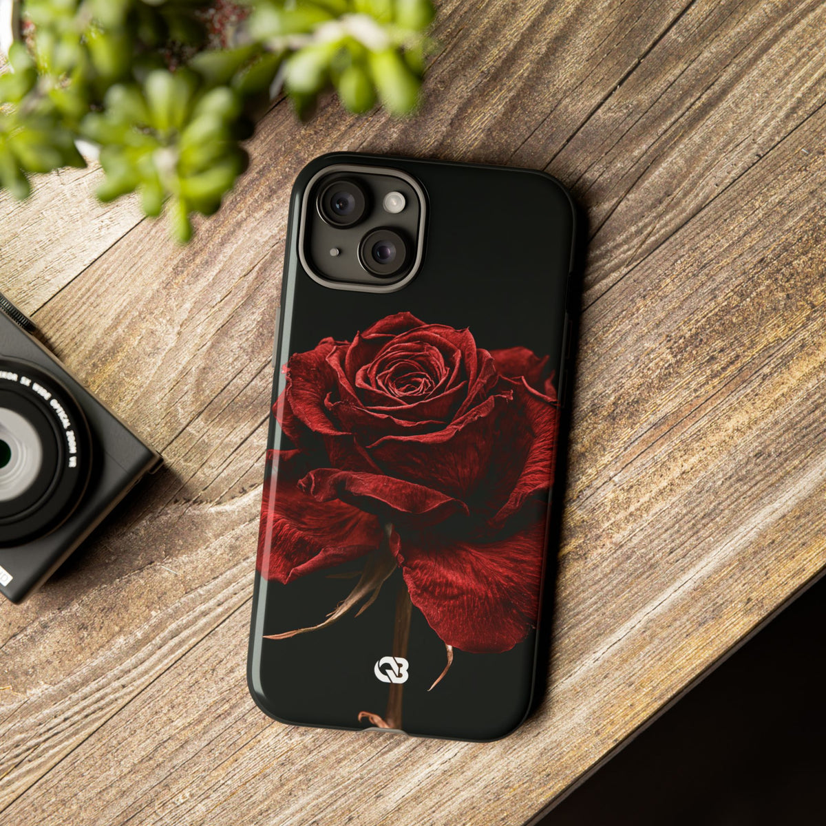 Crimson Noir Rose · Tough Phone Case for iPhone · Black