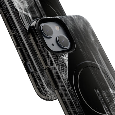 Black Tough 2.0 Magsafe Phone Case for iPhone - Ghost Urban Wireframe