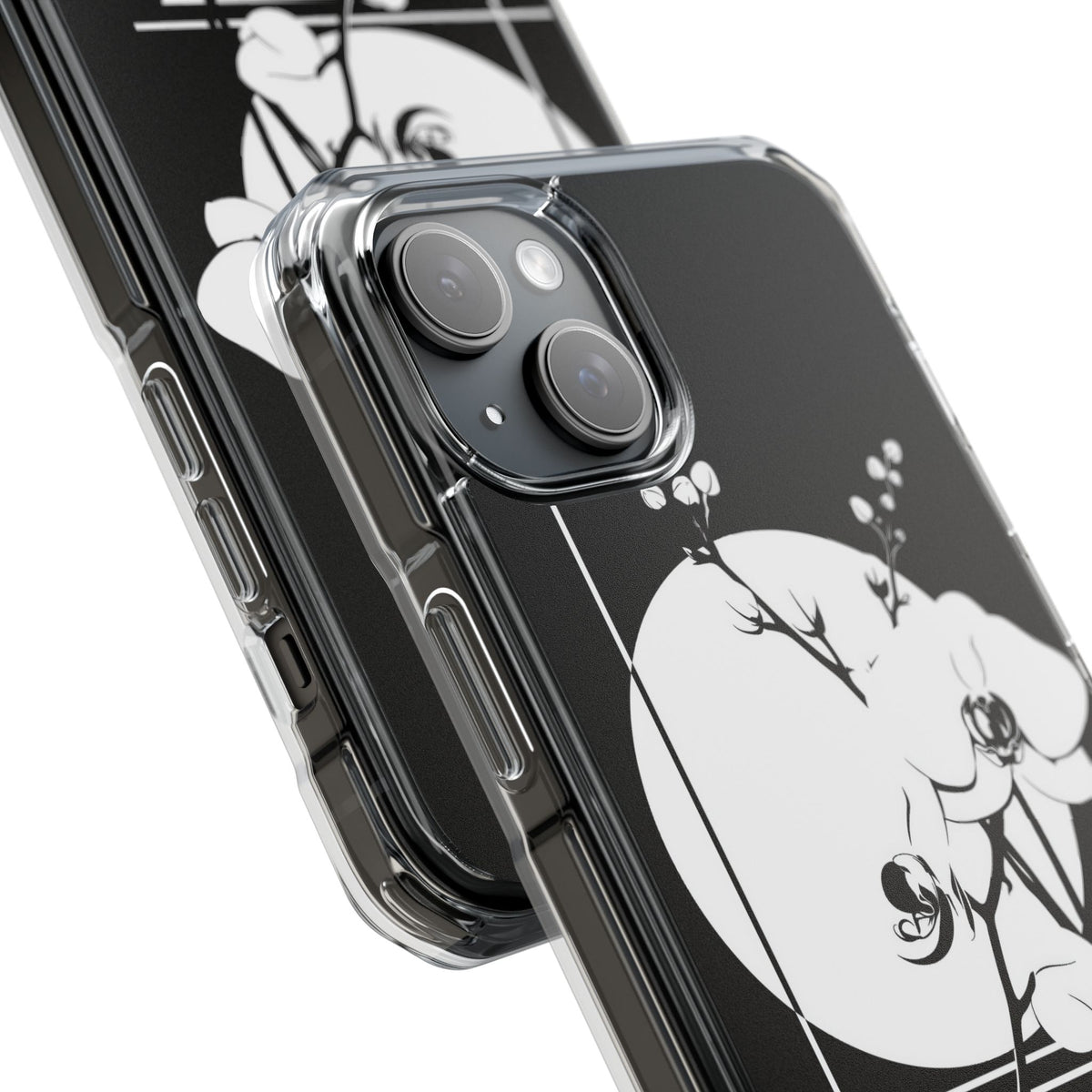 Nocturne Orchid Bloom · Clear Impact Magnetic Phone Case for iPhone ·  Black