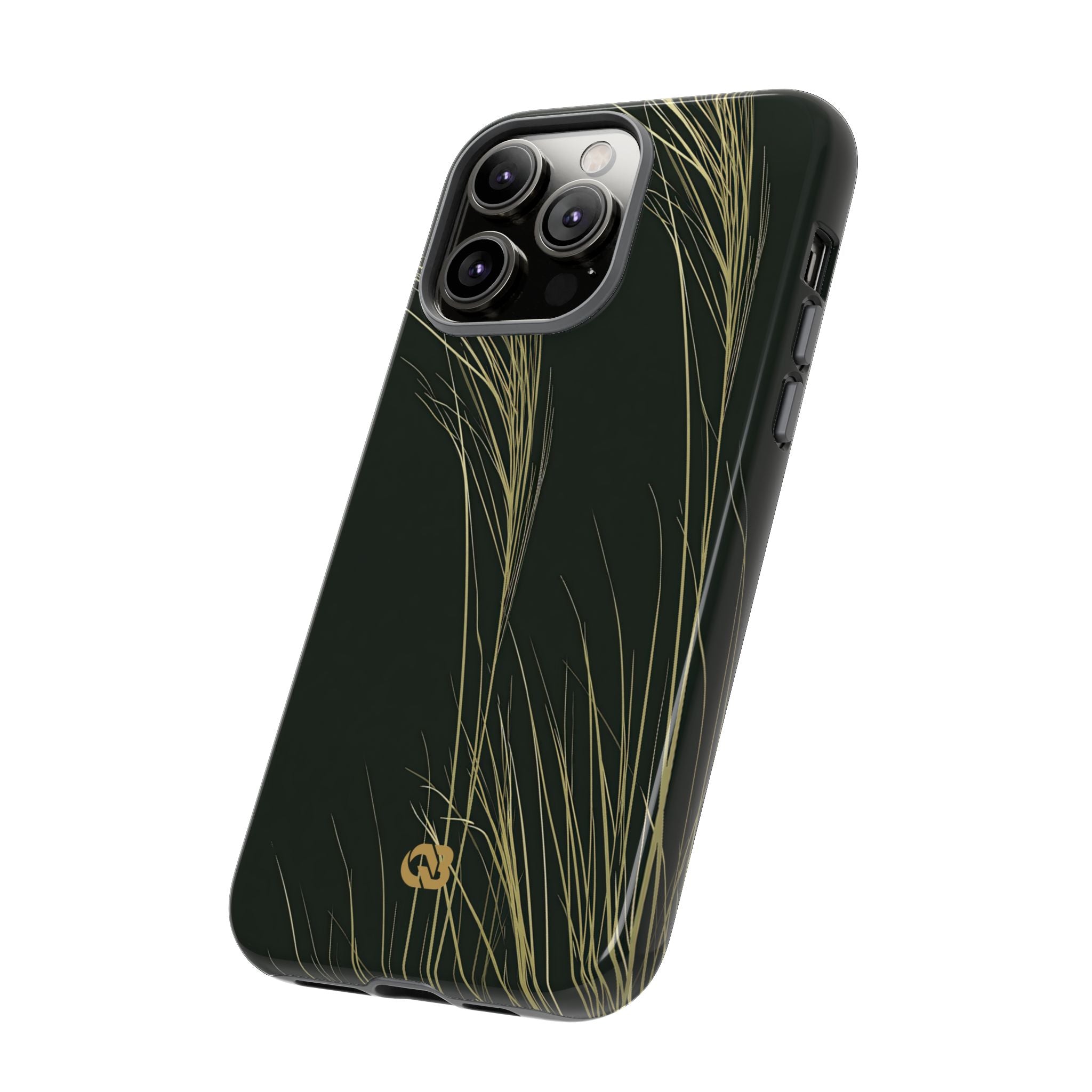 Green Tough Phone Case for iPhone - Midnight Gilded Grass