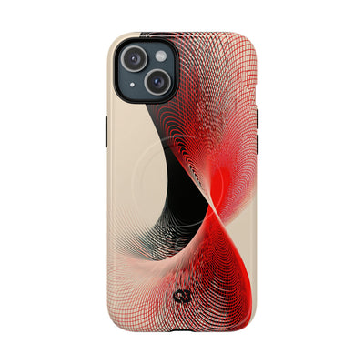 Red Tough 2.0 Magsafe Phone Case for iPhone - Crimson Grid Vortex