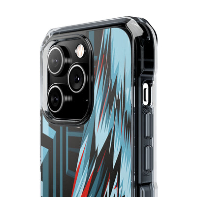 Blue Impact MagSafe Phone Case for iPhone - Glitch Peak Cyan