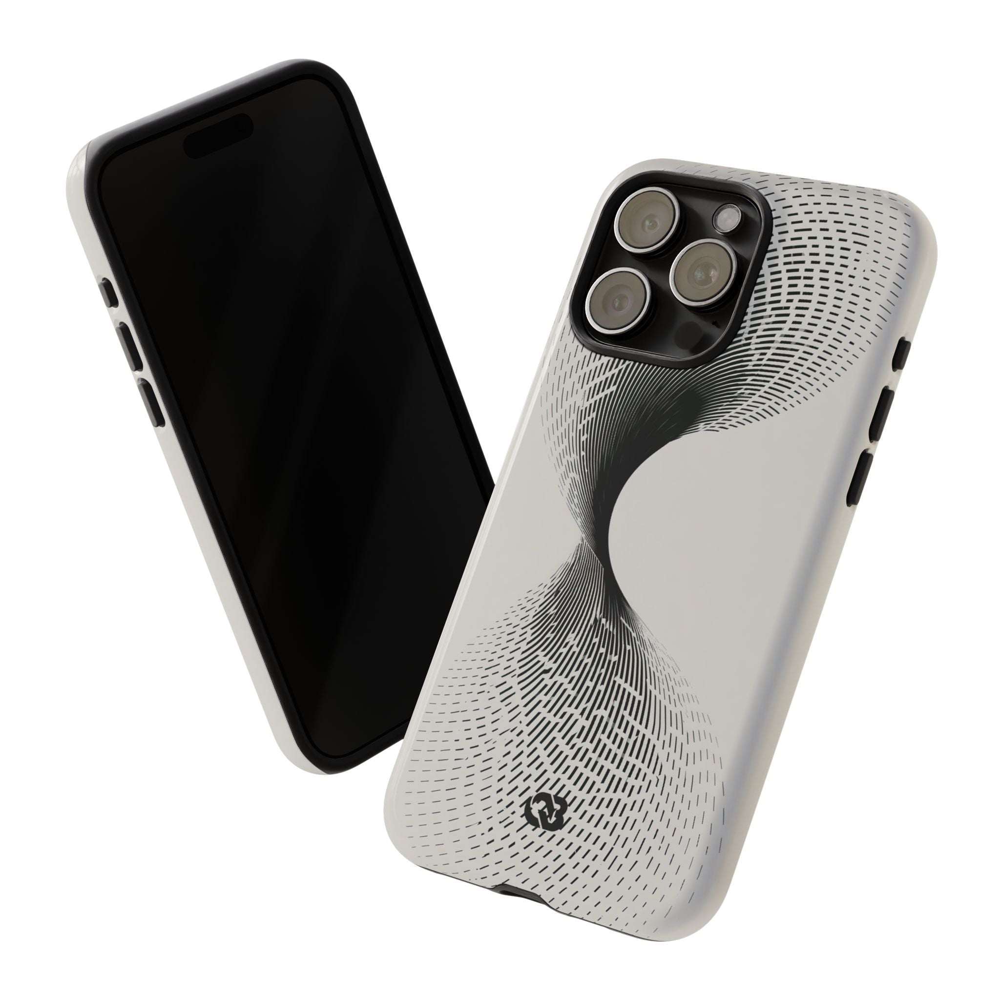 White Tough Phone Case for iPhone - Linear Torsion Grid
