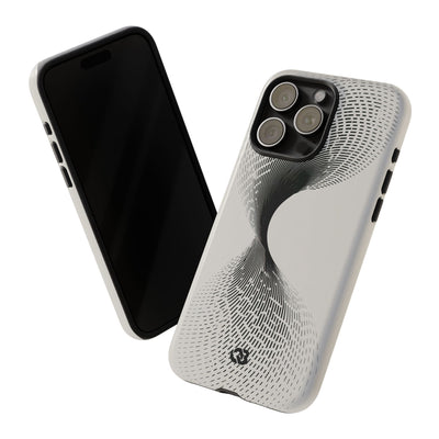 White Tough Phone Case for iPhone - Linear Torsion Grid