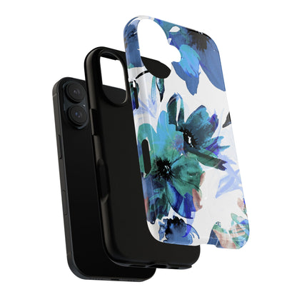 Blauwe Bloesem Stralings iPhone 16 Cover - Tough+