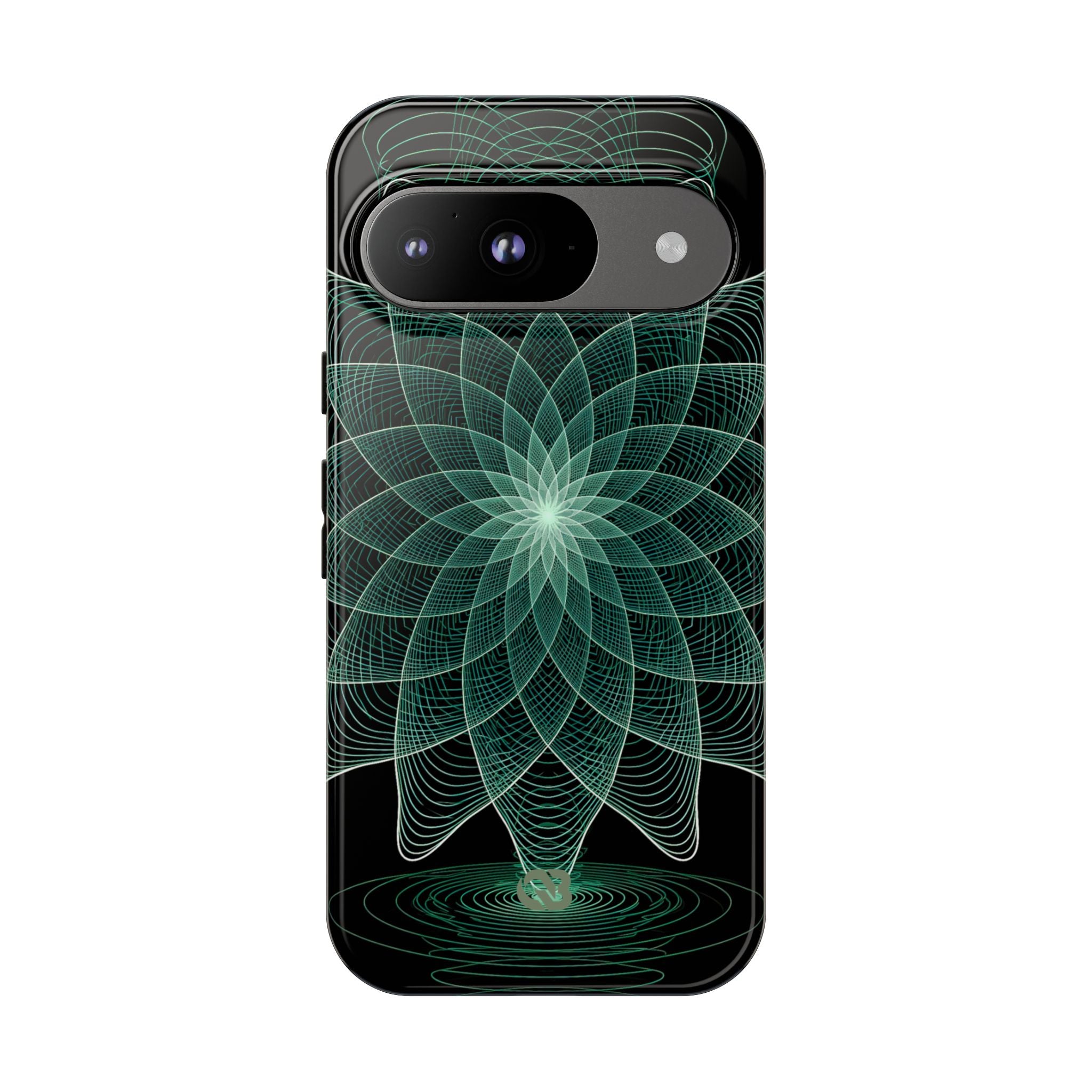 Green Tough Phone Case for Google Pixel - Cyan Signal Bloom