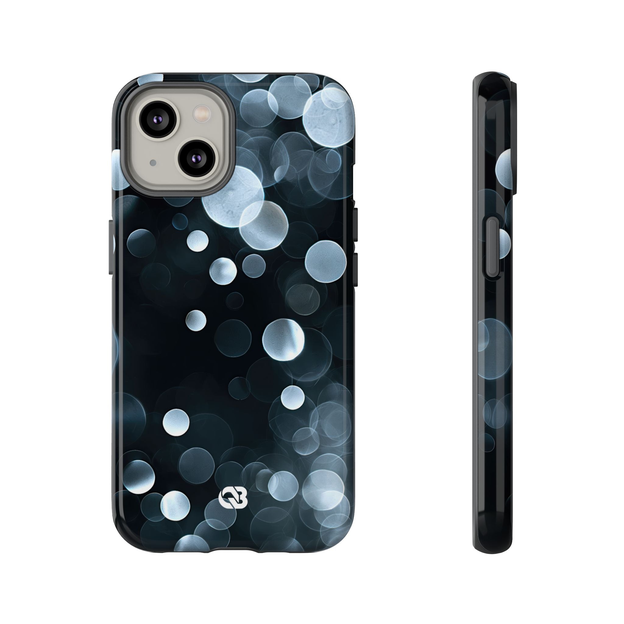 Black Tough Phone Case for iPhone - Silver Orbit Glow