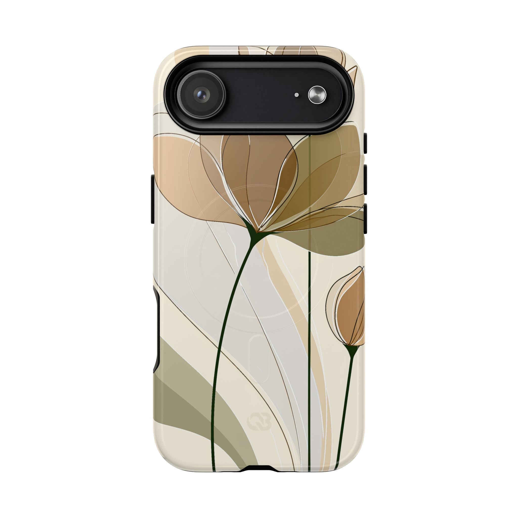 Beige Tough 2.0 Magsafe Phone Case for iPhone - Muted Ochre Petals