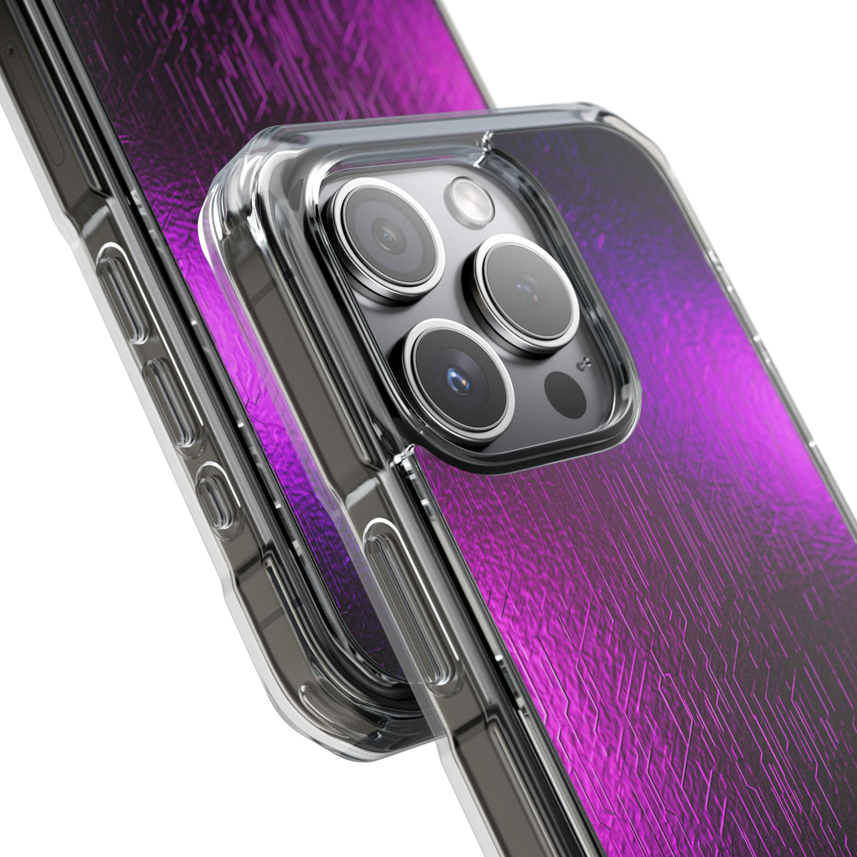 Violet Cyber Circuit · Clear Impact Magnetic Phone Case for iPhone · Purple