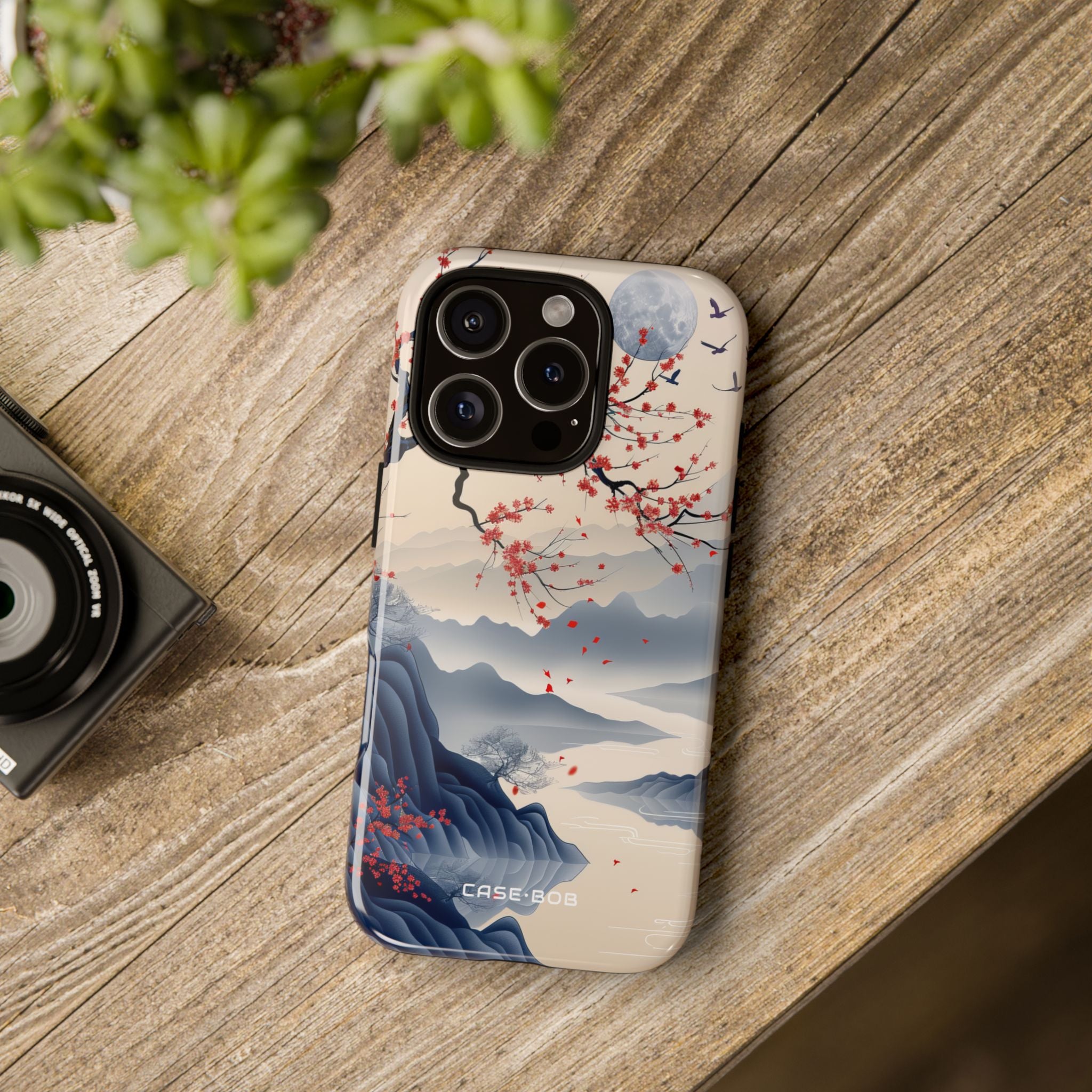 Crimson Blossom Moon iPhone 16 Pro Case - Tough